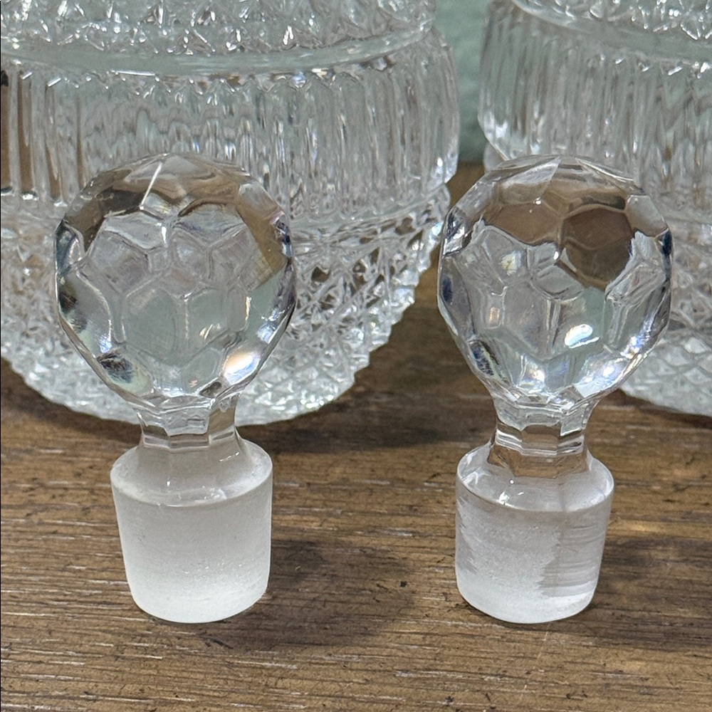 Set of 2 Vintage Italy Royal Crystal Rock 24% Lead Crystal Glass Cruet Set - Picture 7 of 11